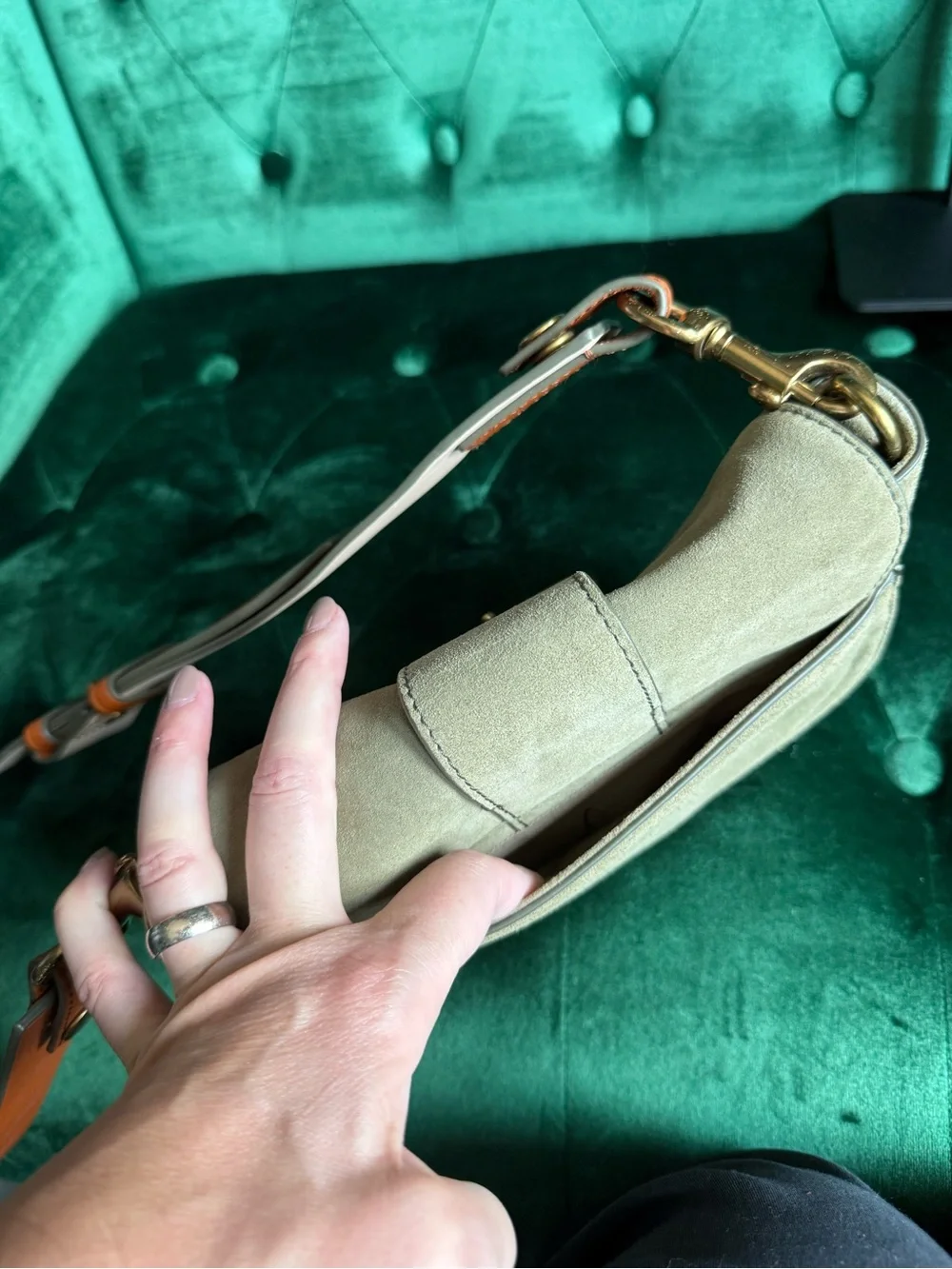 J.Crew NWT Italian Suede Buckle Crossbody Bag Olive Green J7204